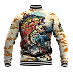 Bass Fishing Reel Cool Dad Baseball Jacket Tropical Vintage