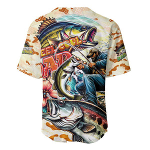 Bass Fishing Reel Cool Dad Baseball Jersey Tropical Vintage