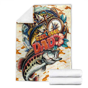 Bass Fishing Reel Cool Dad Blanket Tropical Vintage