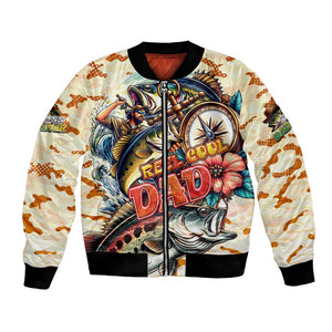 Bass Fishing Reel Cool Dad Bomber Jacket Tropical Vintage