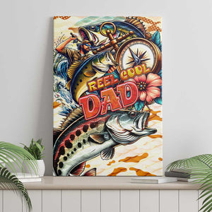 Bass Fishing Reel Cool Dad Canvas Wall Art Tropical Vintage