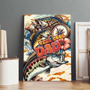 Bass Fishing Reel Cool Dad Canvas Wall Art Tropical Vintage
