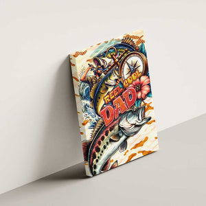 Bass Fishing Reel Cool Dad Canvas Wall Art Tropical Vintage