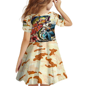 Bass Fishing Reel Cool Dad Family Matching Mermaid Dress and Hawaiian Shirt Tropical Vintage