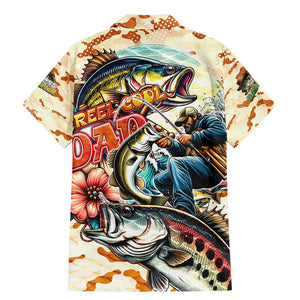 Bass Fishing Reel Cool Dad Family Matching Mermaid Dress and Hawaiian Shirt Tropical Vintage