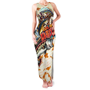 Bass Fishing Reel Cool Dad Family Matching Tank Maxi Dress and Hawaiian Shirt Tropical Vintage