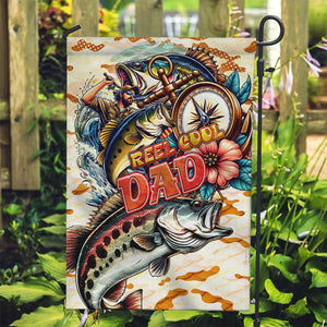 Bass Fishing Reel Cool Dad Garden Flag Tropical Vintage