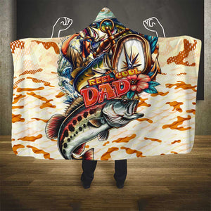 Bass Fishing Reel Cool Dad Hooded Blanket Tropical Vintage