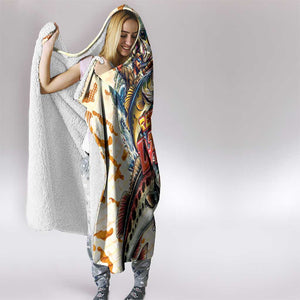 Bass Fishing Reel Cool Dad Hooded Blanket Tropical Vintage