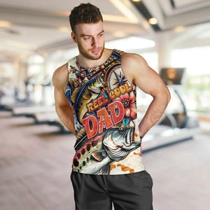 Bass Fishing Reel Cool Dad Men Tank Top Tropical Vintage