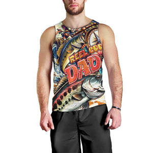 Bass Fishing Reel Cool Dad Men Tank Top Tropical Vintage