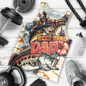 Bass Fishing Reel Cool Dad Men Tank Top Tropical Vintage