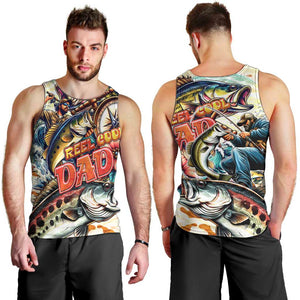 Bass Fishing Reel Cool Dad Men Tank Top Tropical Vintage