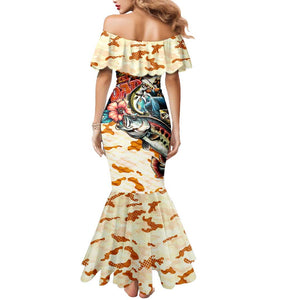 Bass Fishing Reel Cool Dad Mermaid Dress Tropical Vintage