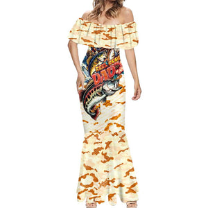 Bass Fishing Reel Cool Dad Mermaid Dress Tropical Vintage