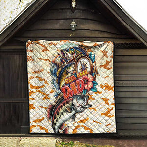 Bass Fishing Reel Cool Dad Quilt Tropical Vintage