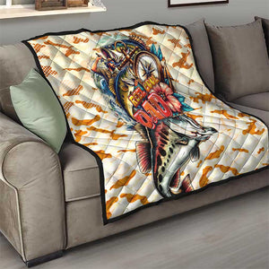 Bass Fishing Reel Cool Dad Quilt Tropical Vintage