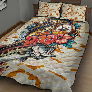 Bass Fishing Reel Cool Dad Quilt Bed Set Tropical Vintage