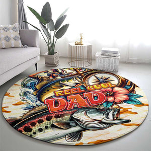 Bass Fishing Reel Cool Dad Round Carpet Tropical Vintage