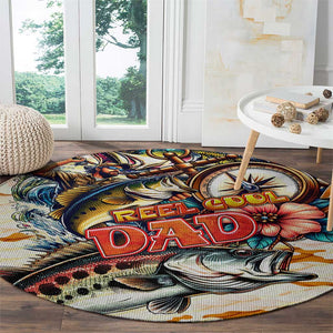 Bass Fishing Reel Cool Dad Round Carpet Tropical Vintage