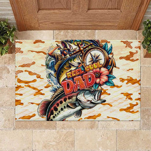 Bass Fishing Reel Cool Dad Rubber Doormat Tropical Vintage