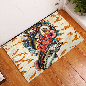 Bass Fishing Reel Cool Dad Rubber Doormat Tropical Vintage