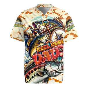 Bass Fishing Reel Cool Dad Rugby Jersey Tropical Vintage