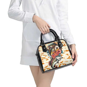 Bass Fishing Reel Cool Dad Shoulder Handbag Tropical Vintage