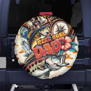 Bass Fishing Reel Cool Dad Spare Tire Cover Tropical Vintage