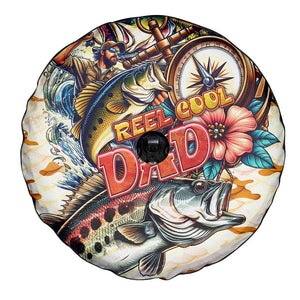 Bass Fishing Reel Cool Dad Spare Tire Cover Tropical Vintage
