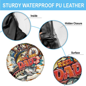 Bass Fishing Reel Cool Dad Spare Tire Cover Tropical Vintage