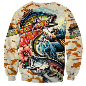 Bass Fishing Reel Cool Dad Sweatshirt Tropical Vintage