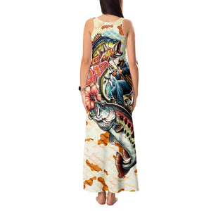 Bass Fishing Reel Cool Dad Tank Maxi Dress Tropical Vintage
