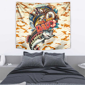Bass Fishing Reel Cool Dad Tapestry Tropical Vintage