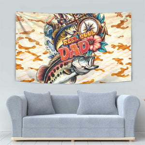 Bass Fishing Reel Cool Dad Tapestry Tropical Vintage