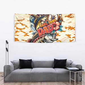 Bass Fishing Reel Cool Dad Tapestry Tropical Vintage