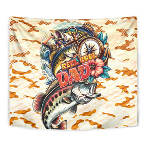Bass Fishing Reel Cool Dad Tapestry Tropical Vintage