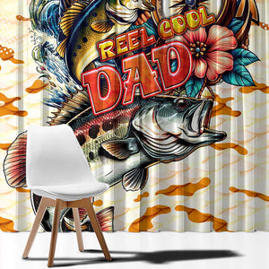 Bass Fishing Reel Cool Dad Window Curtain Tropical Vintage