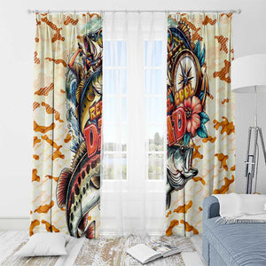 Bass Fishing Reel Cool Dad Window Curtain Tropical Vintage