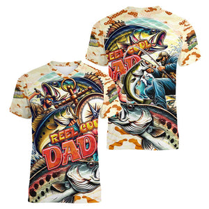 Bass Fishing Reel Cool Dad Women V-Neck T-Shirt Tropical Vintage