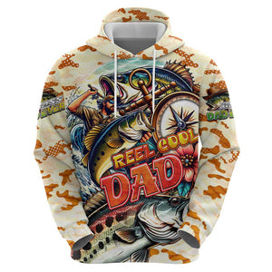 Bass Fishing Reel Cool Dad Zip Hoodie Tropical Vintage