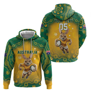 Custom Australia 2024 Rugby Hoodie - Go Wallabies, Aboriginal Pattern by Vibe Hoodie