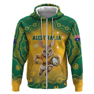 Custom Australia 2024 Rugby Hoodie - Go Wallabies, Aboriginal Pattern by Vibe Hoodie