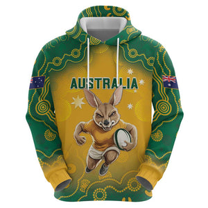 Custom Australia 2024 Rugby Hoodie - Go Wallabies, Aboriginal Pattern by Vibe Hoodie
