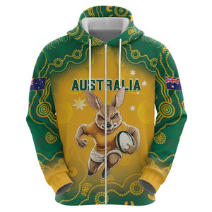 Custom Australia 2024 Rugby Hoodie - Go Wallabies, Aboriginal Pattern by Vibe Hoodie