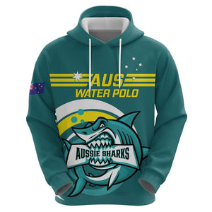 Custom Australia 2024 Water Polo Hoodie - Aussie Shark Design, Sporty Edition by Vibe Hoodie