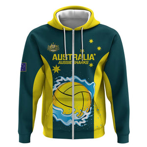 Custom Australia 2024 Water Polo Hoodie - Aussie Shark, National Colors, Edition by Vibe Hoodie