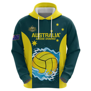 Custom Australia 2024 Water Polo Hoodie - Aussie Shark, National Colors, Edition by Vibe Hoodie