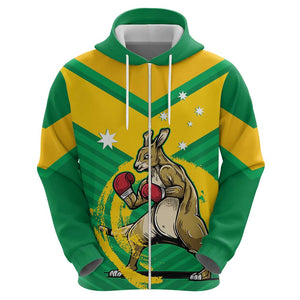 Custom Australia Hoodie - Boxing Kangaroo, Aussie Pride, National Colors by Vibe Hoodie