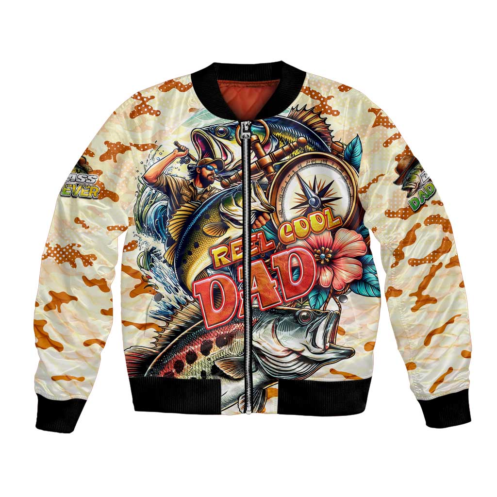 Bass Fishing Reel Cool Dad Bomber Jacket Tropical Vintage